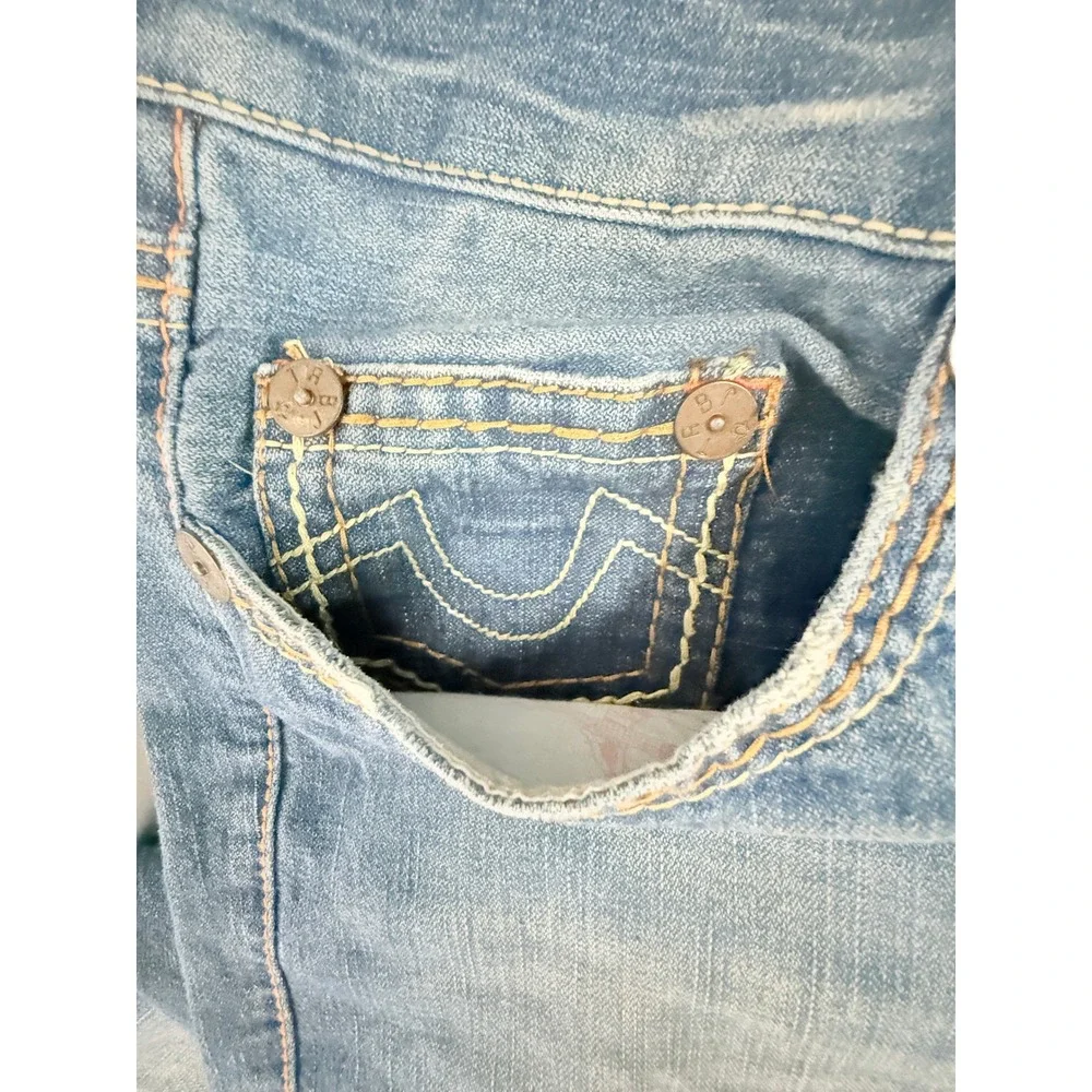Vintage True Religion Bobby Mens Blue Straight Leg Embroidered Eagle Jeans 46x29